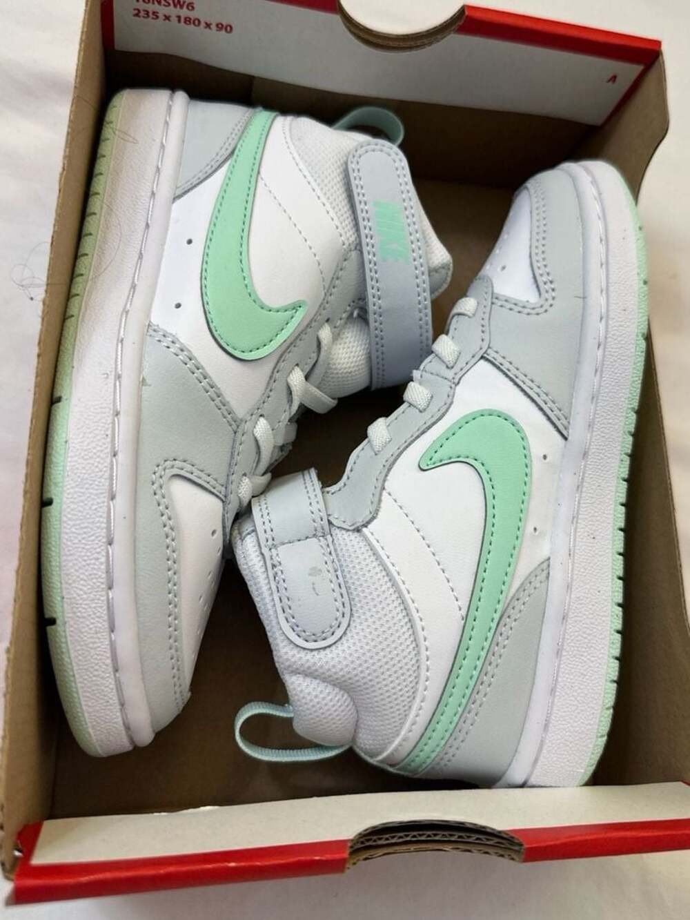 Nike Court Borough Mid 2 Infant/Toddler Shoes Size 4, Color: Pure Platinum/Mint